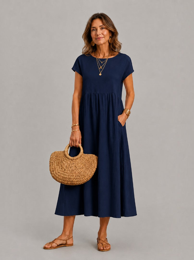 Willy | Witte Zomerjurk met Linnenlook