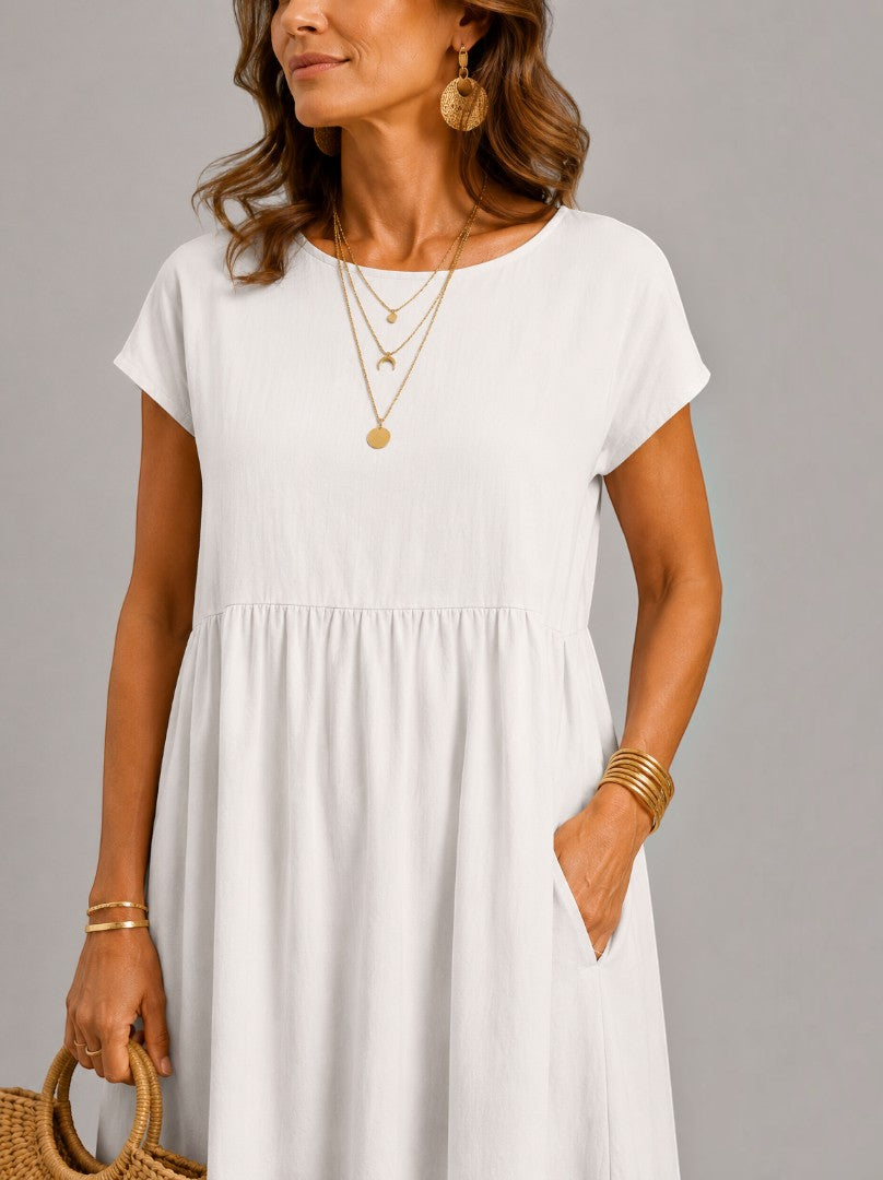 Willy | Witte Zomerjurk met Linnenlook