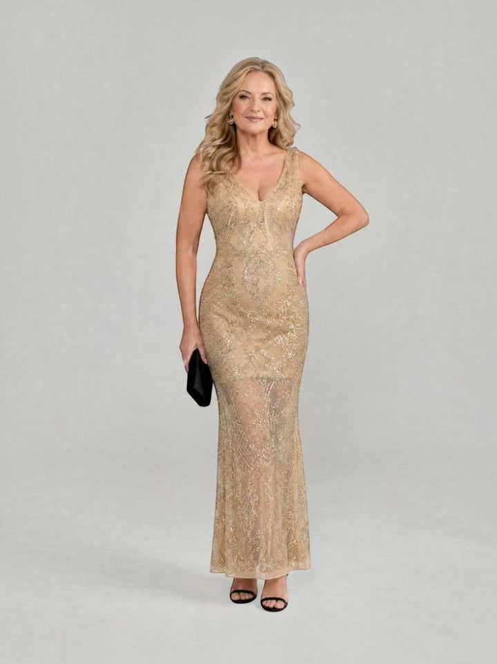 Aafke | Gouden Maxi-jurk met Pailletten
