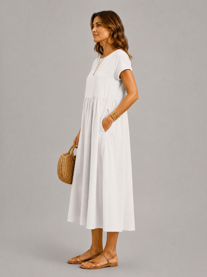 Willy | Witte Zomerjurk met Linnenlook