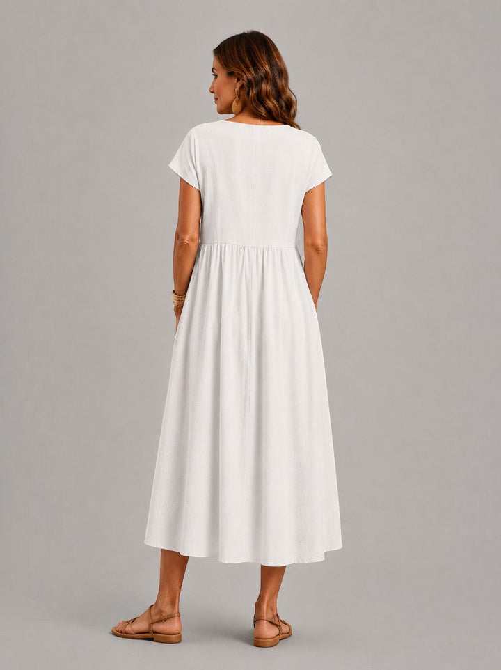 Willy | Witte Zomerjurk met Linnenlook