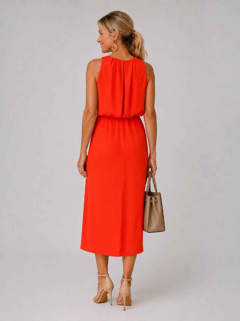 Betty | Rode Midi-jurk met Split