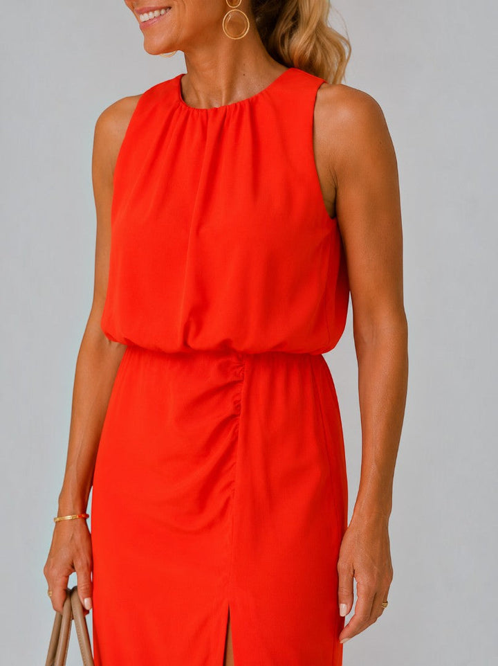 Betty | Rode Midi-jurk met Split
