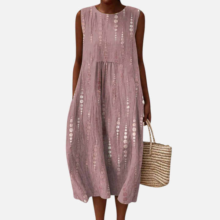 Linda | Mouwloze midi-jurk in oudroze