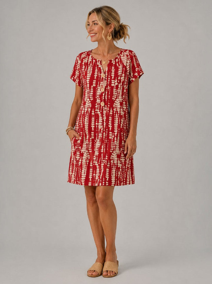 Ellis | Zomerjurk met Grafische Print in Zwart