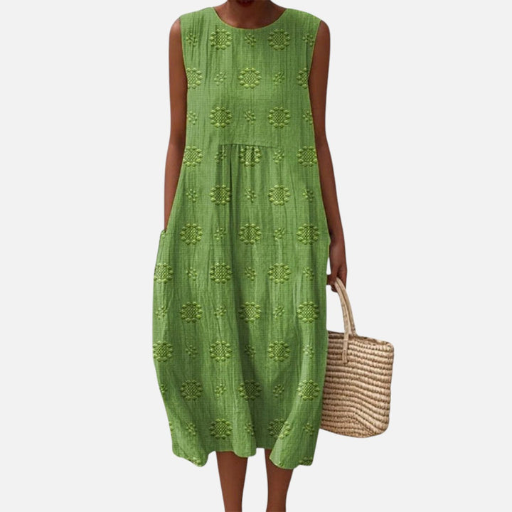 Astrid | Mouwloze midi-jurk in groen