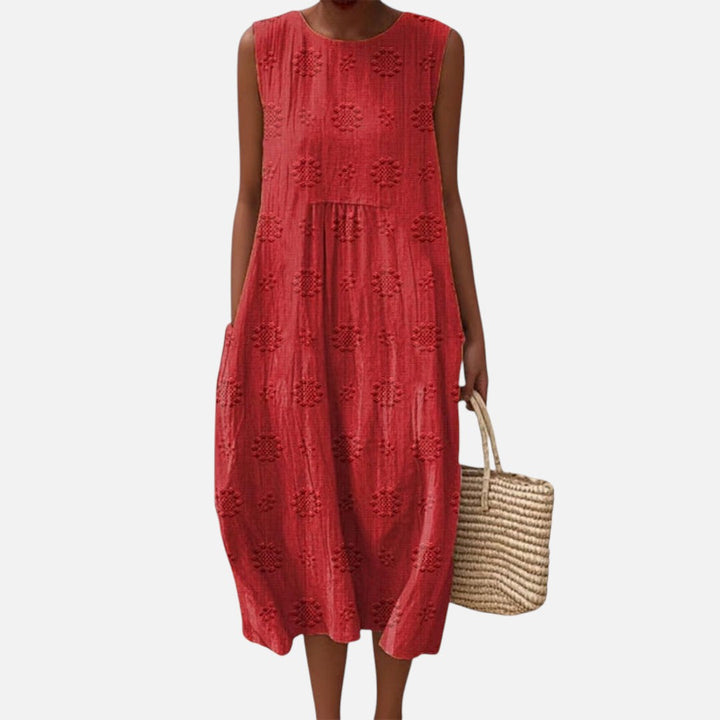 Jolanda | Mouwloze midi-jurk in rood