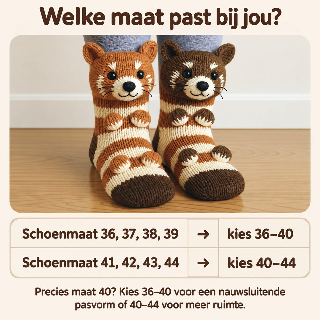 Noor | Knuffelsokken Gestreepte Rode Panda – Maattabel