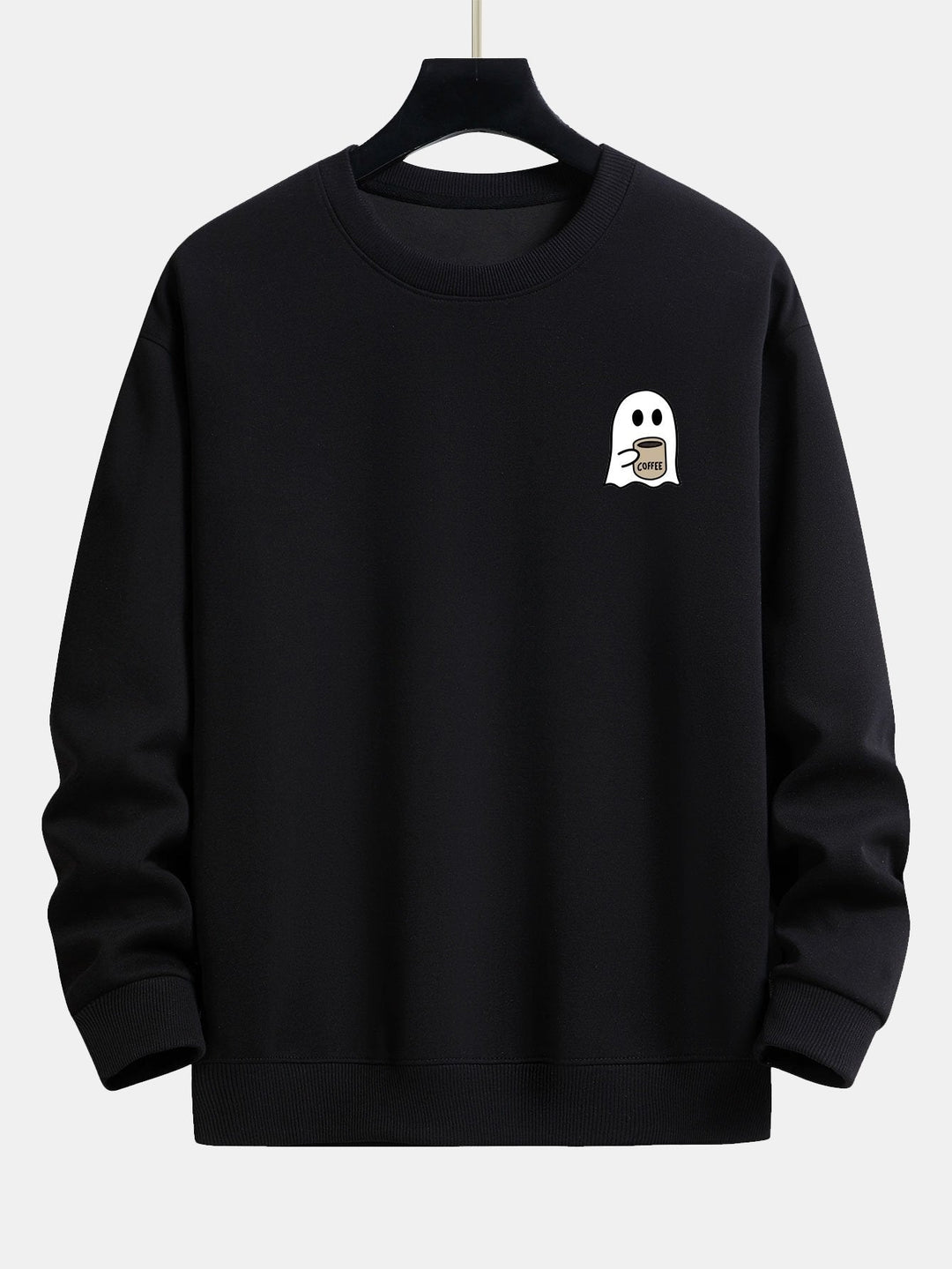 Tom | Sweater met spook- en koffieprint en relaxte pasvorm
