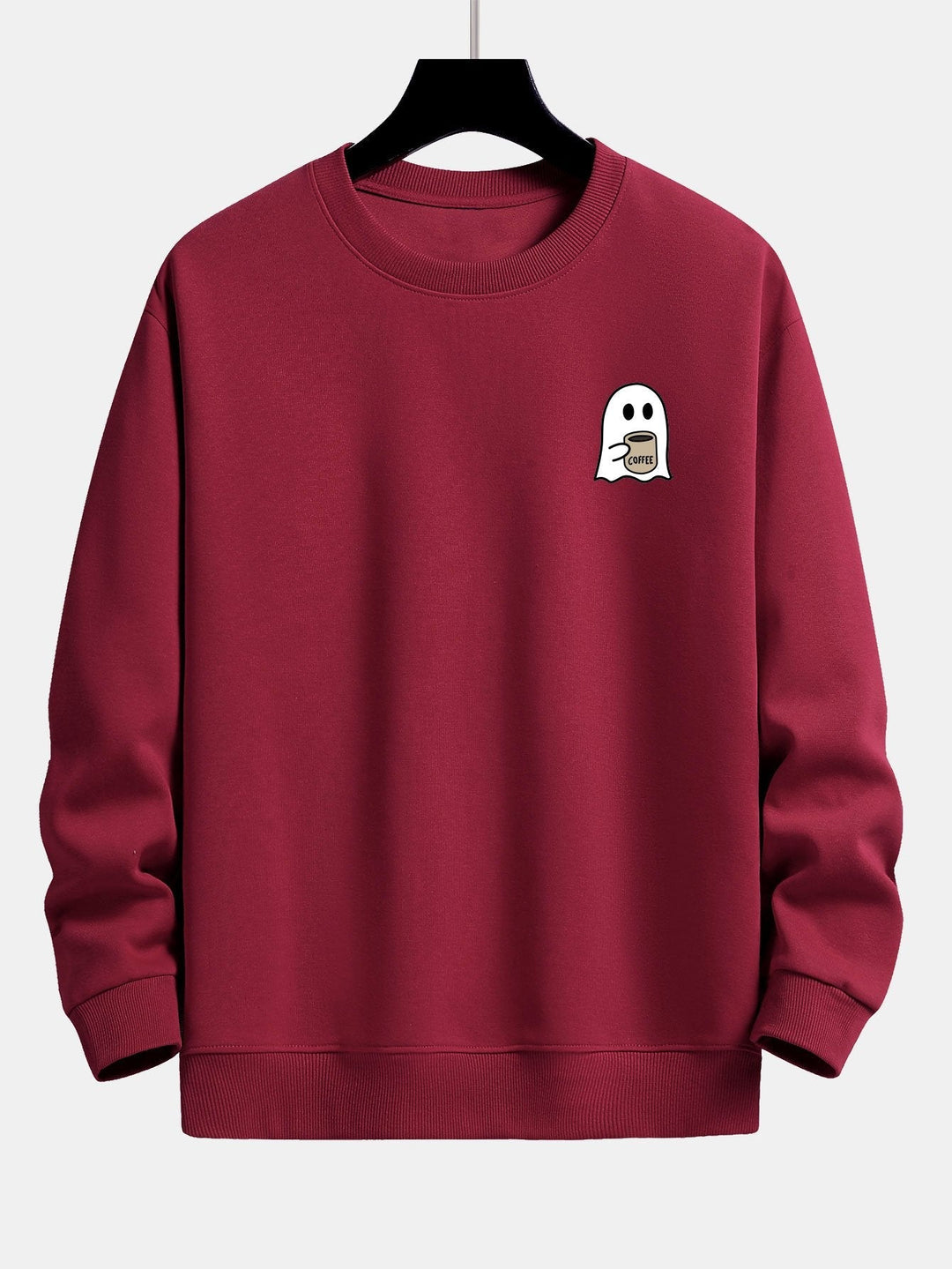Tom | Sweater met spook- en koffieprint en relaxte pasvorm