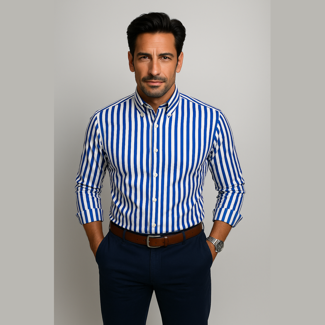 Roan | Blauw-wit gestreept overhemd