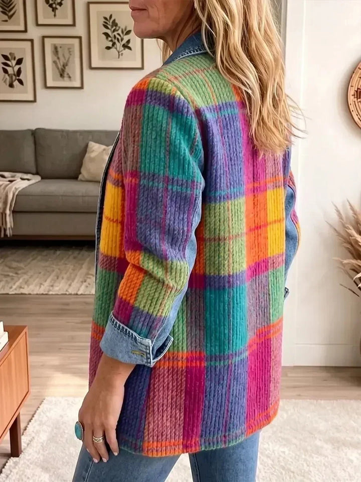 Sanne | Spijkerjasje met ruitpatchwork