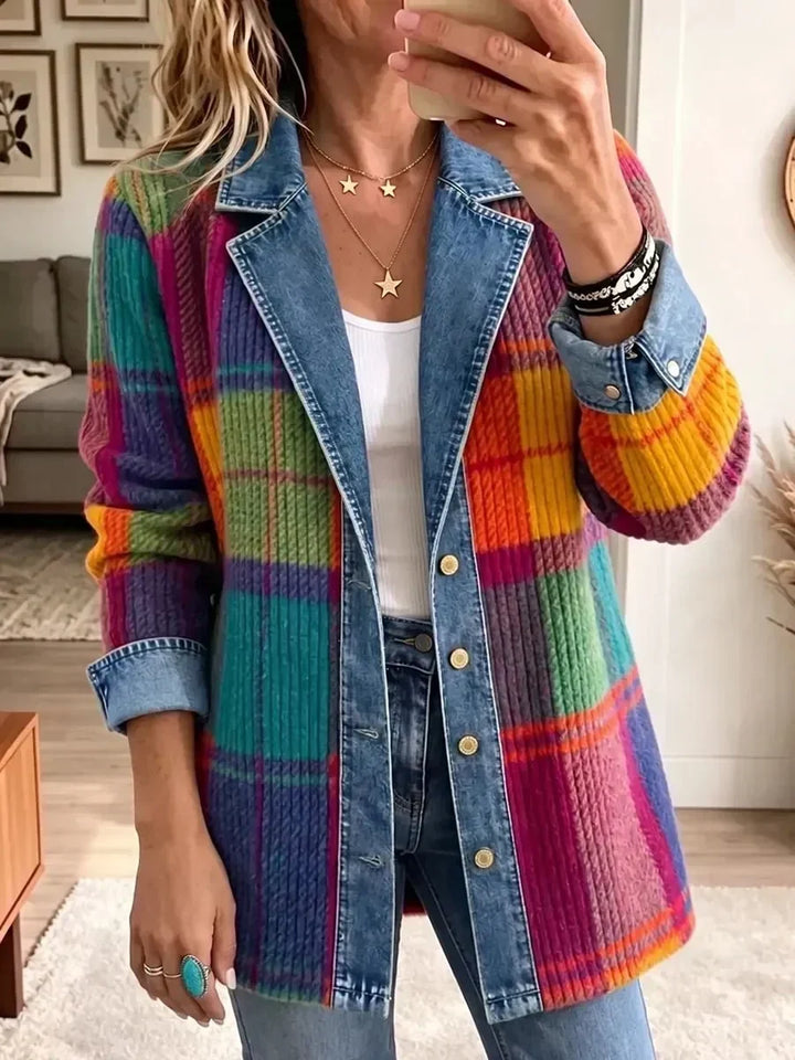 Sanne | Spijkerjasje met ruitpatchwork