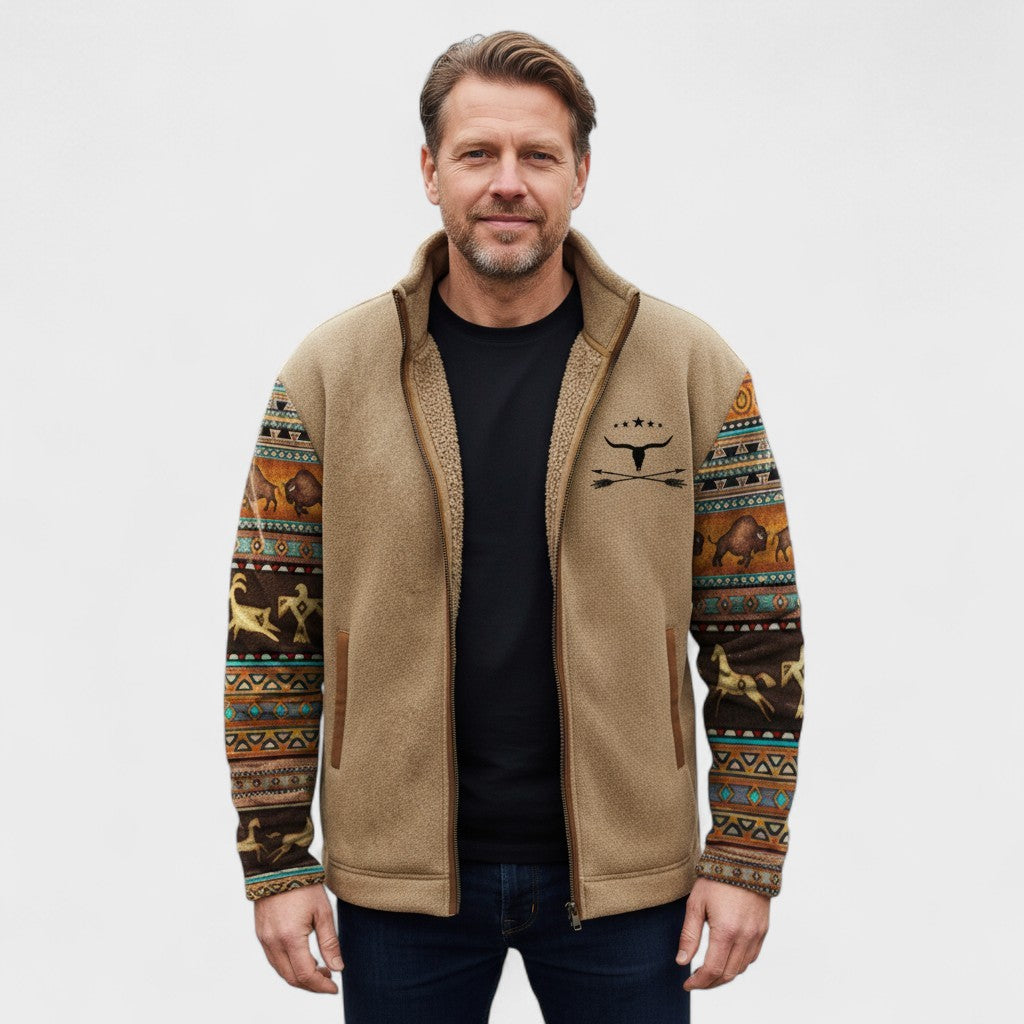 Sil | Camelkleurig fleecejack met dessinmouwen