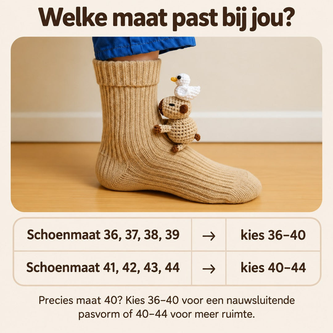 Tess | Knuffelsokken Capibara met Eendje – Maattabel